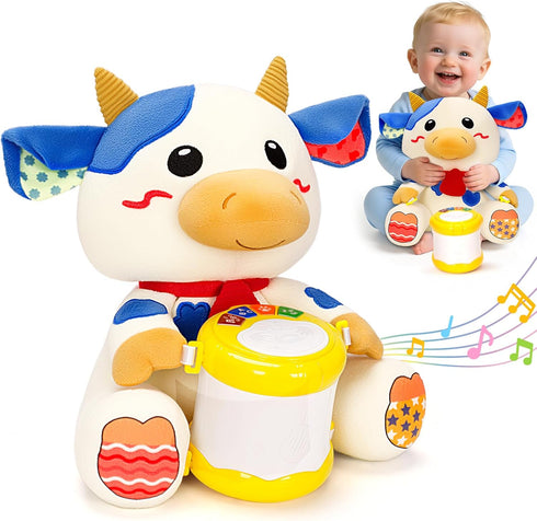 V-Opitos Stuffed Cow Musical Toys for Baby 6-12 Months+, Early Learning Light