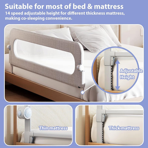 YYAMEA Kids(59") Toddler Bed Rail Guard for Baby - Toddlers Bed Rail for Queen Full King Twin Crib Bunk Size Bed