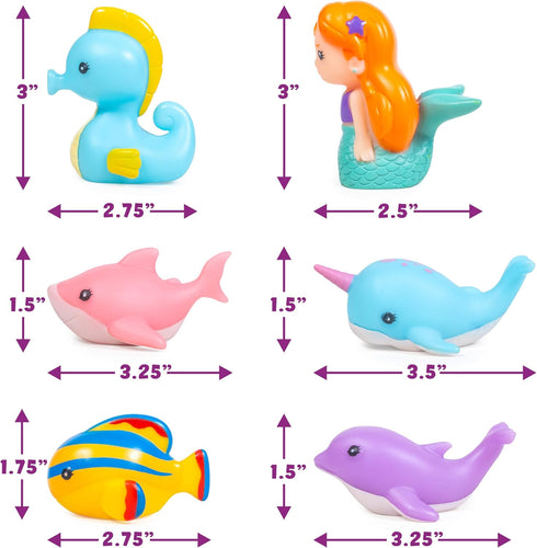 6 Pack Tub Works Mermaid Lagoon Light Up Bath Toys, | Water-Activated Light Up Toys Flash & Change Color | Easy-Grip