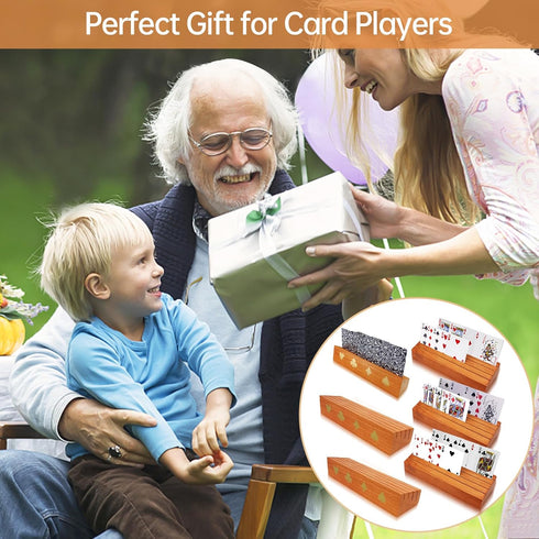 6 Pack Playing Card Holders - Hands-Free Wood Deck Stand for Kids and Elderly, Set of 6