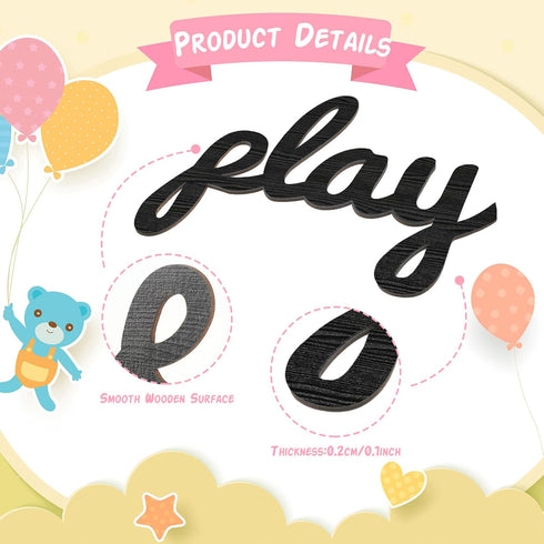 11 Pcs(23 Inch,Black) Beeveer Where the Wild Ones Play Nursery Sign Wooden Playroom Wall Decor Playroom Decoration Word