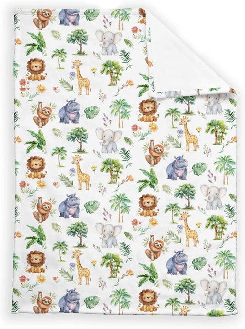 SqtmuHLuo 60x80inch Safari Jungle African Animals Baby Blanket for Boys Girls Neutral Giraffe Elephant Monkey Newborn