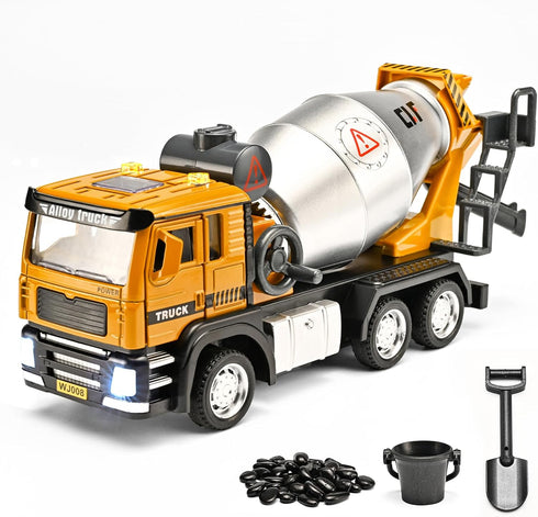 NOVAFUSION Cement Mixer Truck Toys for Boys,Cement Mixer Toy Truck Metal Diecast Cab,Pull