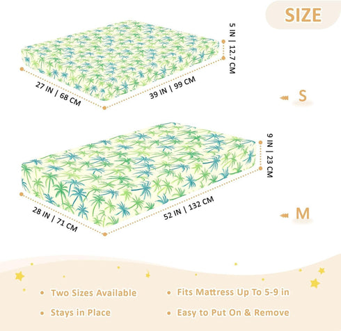 miaozhen Summer 1 Pack 52x28 Cotton Baby Crib Sheets Soft Green Palm Trees Toddler Mattress Sheet for Nursery Decor