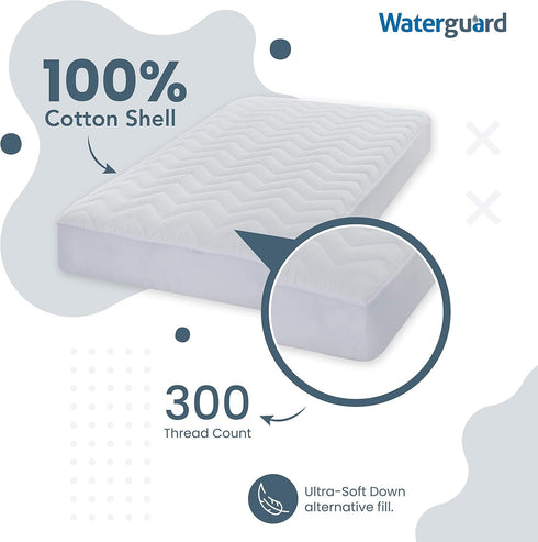 7" Waterguard Quilted Cotton Mattress Pad - Crib Size - Soft, Comfortable, and Fluffy Mattress Pad - Waterproof