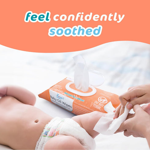 *NEW* The Pharma-C Company Baby Oil Wipes, 60 Wipes, Enriched with Almond and Sunflower Oils, Aloe, Vitamin E