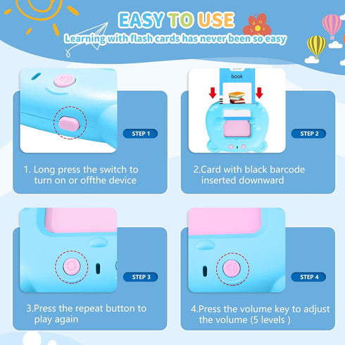 Kids Toddler Talking Flash Cards with 224 Sight Words, Montessori Toys, Speech Therapy, Learning Educational Gifts for