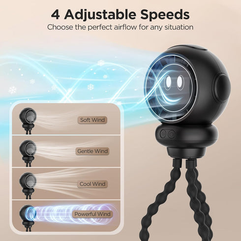 BreezeBoost 6000mAh 4 360 Stroller Fan, Stroller Fans Clip On for Baby with Speeds, LED Display & Night Light, Rotate