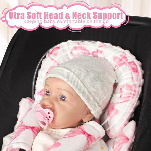 3 Infant Car Seat Insert, Soft Baby Car Seat Head & Body Support for Girl Boy, Reversible Newborn Preemie Carseat
