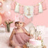 1st Daisy Highchair Wood Bead Tassel Garland Crown Hat Wooden Cake Topper Birthday Baby Shower Decorations