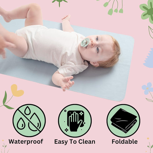 NobleMoms 16"x30" Luxury Vegan Leather Baby Changing Mat - Eco-Friendly, Versatile, Thin & Foldable, Easy-to-Clean