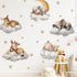 Sleeping Animals Wall Decals,Dreamy Clouds & Star Theme Art Wall Sticker Decors,Peel and Stick Elephants, Bears, Deer