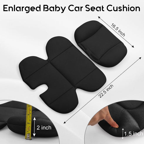 2 Infant Car Seat Insert with Headrest for Preemie to Toddler, Thickened Baby Car Seat Head Support for Side Impact