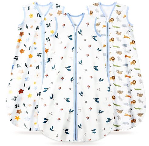 3 Pack Baby Sleep Sack 0-6 Months 100% Organic Cotton, 0.5 TOG