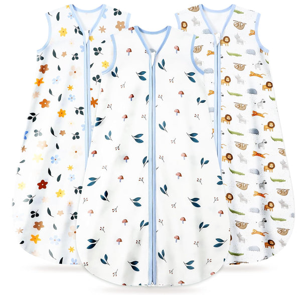 3 Pack Baby Sleep Sack 0-6 Months 100% Organic Cotton, 0.5 TOG