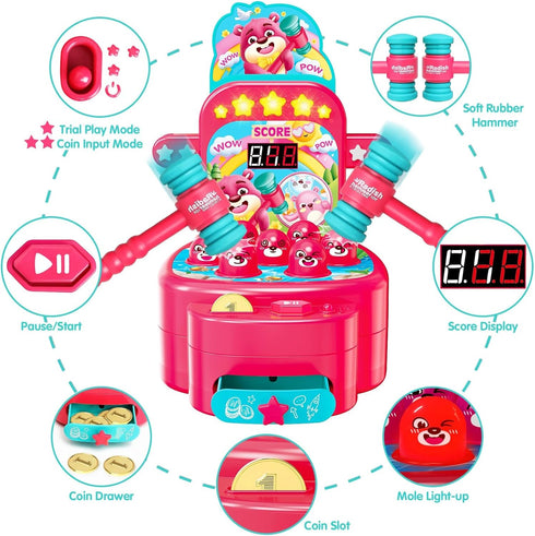 Yerloa Toddler Toys - Whack Mole Arcade Game for Ages 2-4, Interactive Learning Activities with Sound & Light
