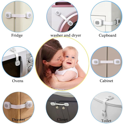 Fursafe&Q Baby Cabinet Locks, Child Safety Proofing, Adhesive Drawer Fridge Ovens Door Latches, Grey (6Pack)