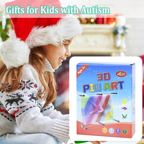 Extra Large 3D Pin Art Toy Board Game for Ages 5-7, Rainbow Sensory Fidget Toys for Kids