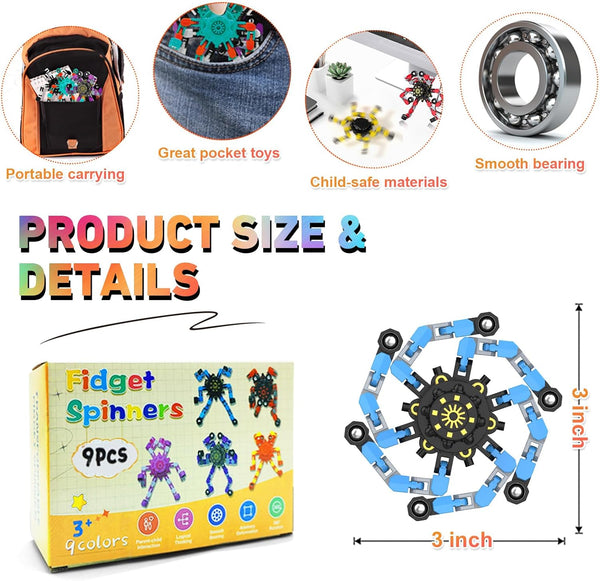 Irvotbes Stuffers(9PC) Easter Basket Stuffers Transformable Fidget Spinners,Funny Stress Relief Sensory Fidget