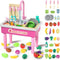 deAO Kitchen Toy Sink Toys with Cutting Food,Electric Dishwasher Playing Toy with