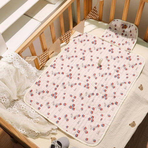 Floral Quilted Baby Diaper Changing Pad - Brown Floral Design