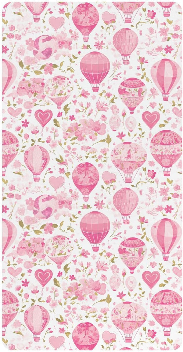 miaozhen Cotton Baby Crib Sheets Soft Hot Balloon White and Peach Toddler Mattresses