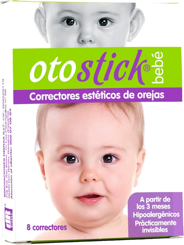 Otostick Bebe Corrector de Orejas Protuberantes para Bebes, 8 Unidades con Gorra de Proteccion