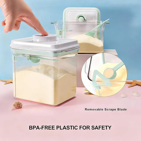 1000g 2300ml Formula Container for Baby Formula Dispenser with Scraper and Scoop One Button Handy Milk Powder Container