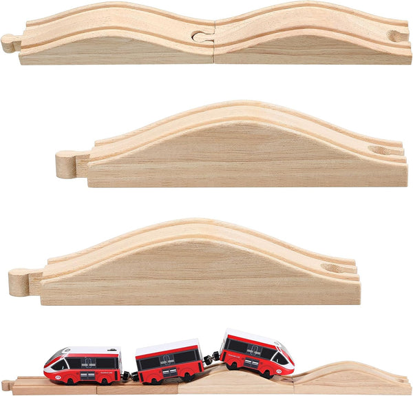 Liliful 2 Pcs Wooden Train Track Accessories Expansion Wood Train Track Pieces
