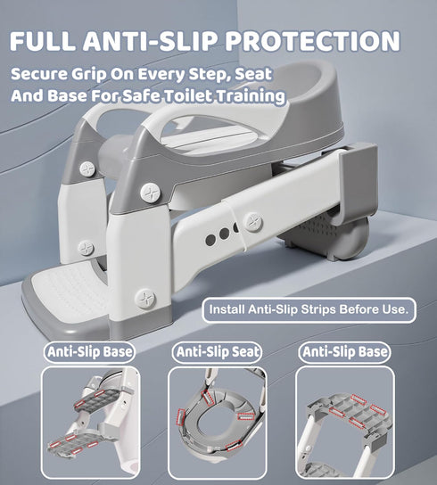 MantisFist 2-in-1 1-3, Toddler Potty Training Toilet Seat with Step Stool Ladder Adjustable Height Potty Chair Urinal