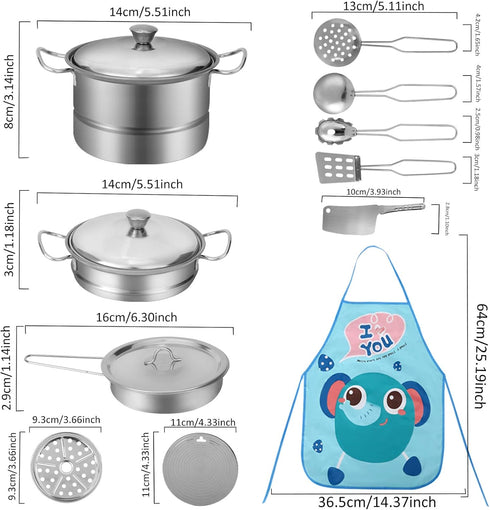 Sets 46Pcs, Set 3 4 Play Food for Kids Kitchen, Play Kitchen Accessories Stainless Steel Cookware Pots and Pans