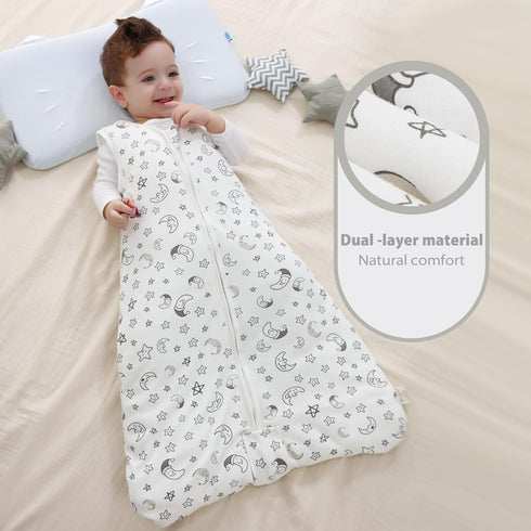 2-Way Zipper,2.5 6-12 Mosebears Sleep Sack Baby Winter Wearable Blanket with TOG Cotton Sleep Sack Unisex (White Star