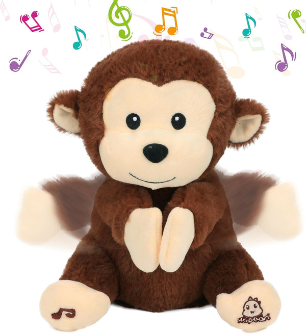 Hopearl Clapping Monkey Interactive Musical Stuffed Animal Singing Plush Toy Adorable Electric