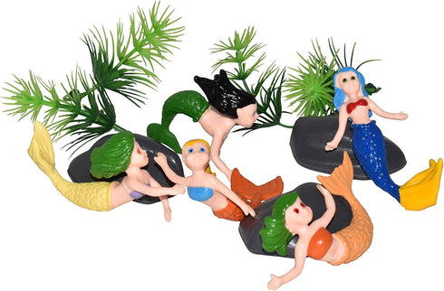 Wild Republic Mermaid Figurines Bucket with 12 Pieces, Aquatic Animals and Bath Toys