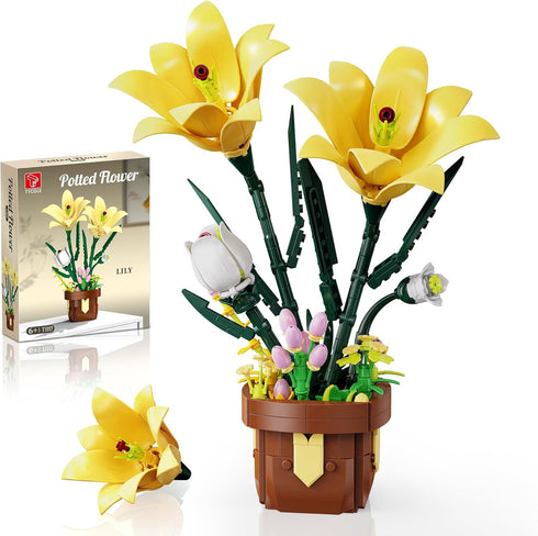 EITOLNR Flowers Botanicals Lily Building Set, Artifical Plants Bonsai Building Blocks Toys for