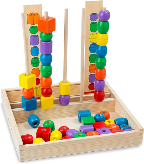 Set 46 5 Melissa & Doug Bead Sequencing with Wooden Beads and Double-Sided Pattern Boards