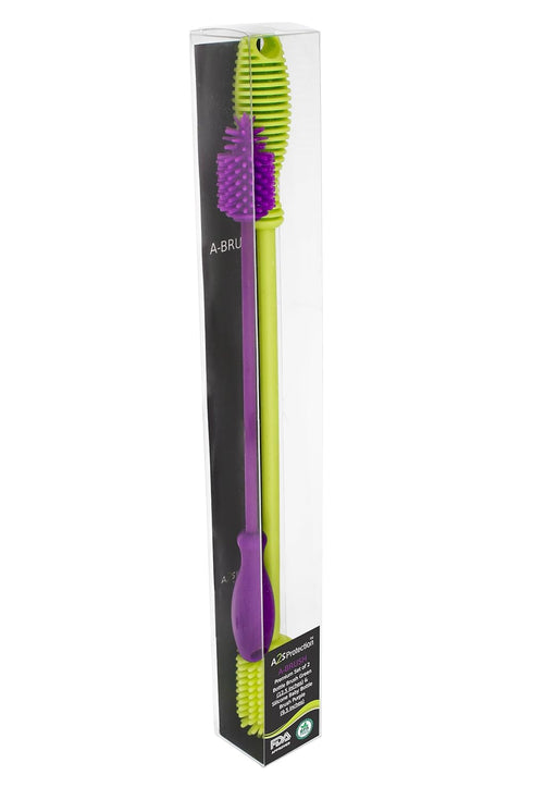 2 Set, A2S A-Brush Silicone Bottle Cleaner Brush, Piece Flexible, Long Handle - Water Bottle Cleaner, Baby Bottle