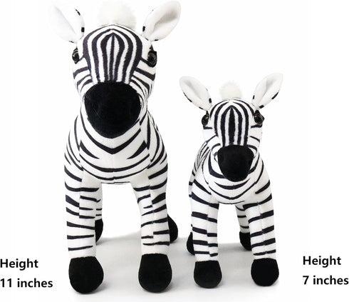 Ice King Bear Mom and Baby Stuffed Animals Set, Zoo Wild Animals (Zebra)