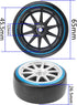 1/10 RC Hard Plastic Drift Tires & Wheel Rims, 12mm Hex 10-Spoke Compatible with HSP HPI Tamiya TT01 TT02 Kyosho Traxxas