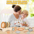 Set, 27 3 4 5 6 Wooden Play Dishes and Plates for Kids Kitchen PCS Wooden Play Kitchen Accessories, Kitchen Toy