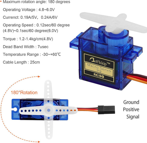 10Pcs SG90 9g Micro Servos for RC Robot Helicopter Airplane Controls, Car Boat