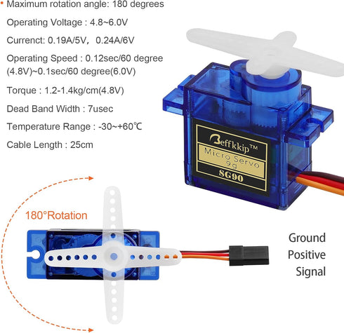 Beffkkip 5Pcs SG90 9g RC Servo Micro Servos for RC Robot Helicopter Airplane Controls Car Boat Mini Servo