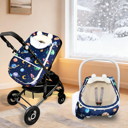 Pea Pod Winter Car Seat Cover for Baby, Infant Car Seat Canopies Cover for Newborn, Warm Plush Fleece Inner Protect
