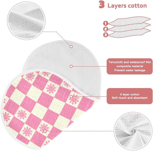 tplaotee 22x11in Peach Sun Checker Plaid Pattern Cotton burping Cloth Easy Care Baby wash Cloth for Unisex boy and Girl