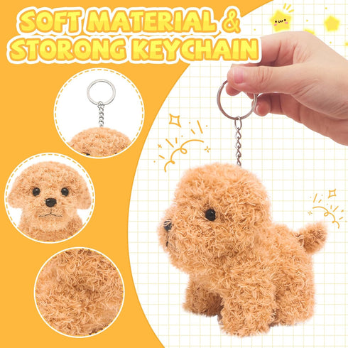 12 HAPGFS Pcs Mini Plush Puppy Stuffed Dogs with Keychain, Adopt A Pet Dog Party Favors Goodie Bags, Animals Bulk Gift
