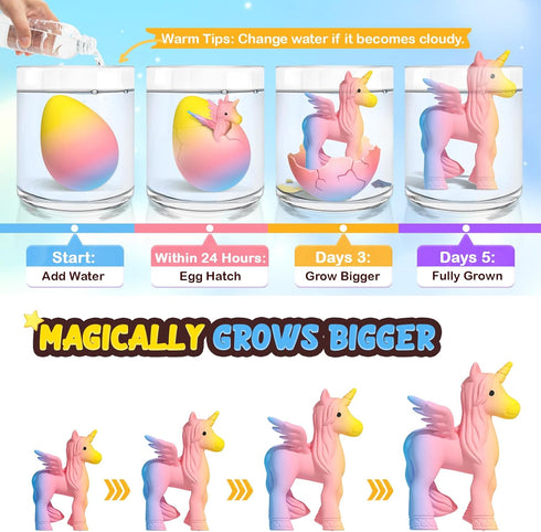 6 Pack 3+ 3 4 5 6 7 8 Coodoo Unicorn Hatching Rainbow Eggs for Kids - Unicorn Toys Craft Kits for Boys & Girls
