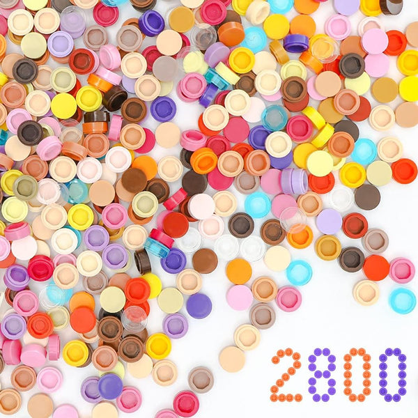 2800PCS Pixel Bricks, 1X1 Round Plates in 28 Colors, Building Blocks Parts for Major Brand