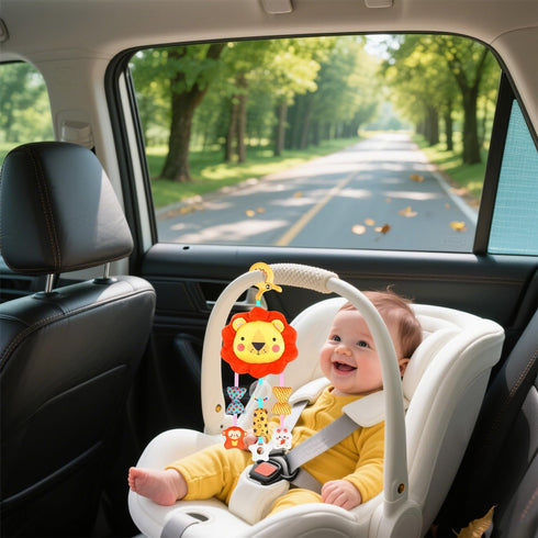 MokukuToys 0 3 6 9 12 Baby Toys for Months, Plush Animal Sensory Hanging Rattle,Newborn Interactive Soft Toys