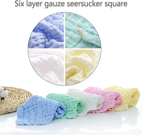 Babyhood 5 Pack Baby Wash Cloth and Towels - Muslin Washcloths, Super Soft Newborn Bath Face Towels, Cotton Reusable