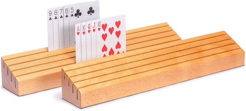 Yellow Mountain Imports Extra-Wide Solid Beechwood Playing Card Holders - Set of